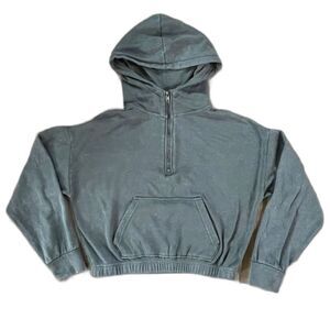Girls Cropped Quarter Zip Hoodie Long Sleeve Sweatshirt by Hippie Rose sz small